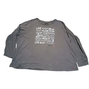 Peace Love World Gray Long Sleeve Graphic Tee